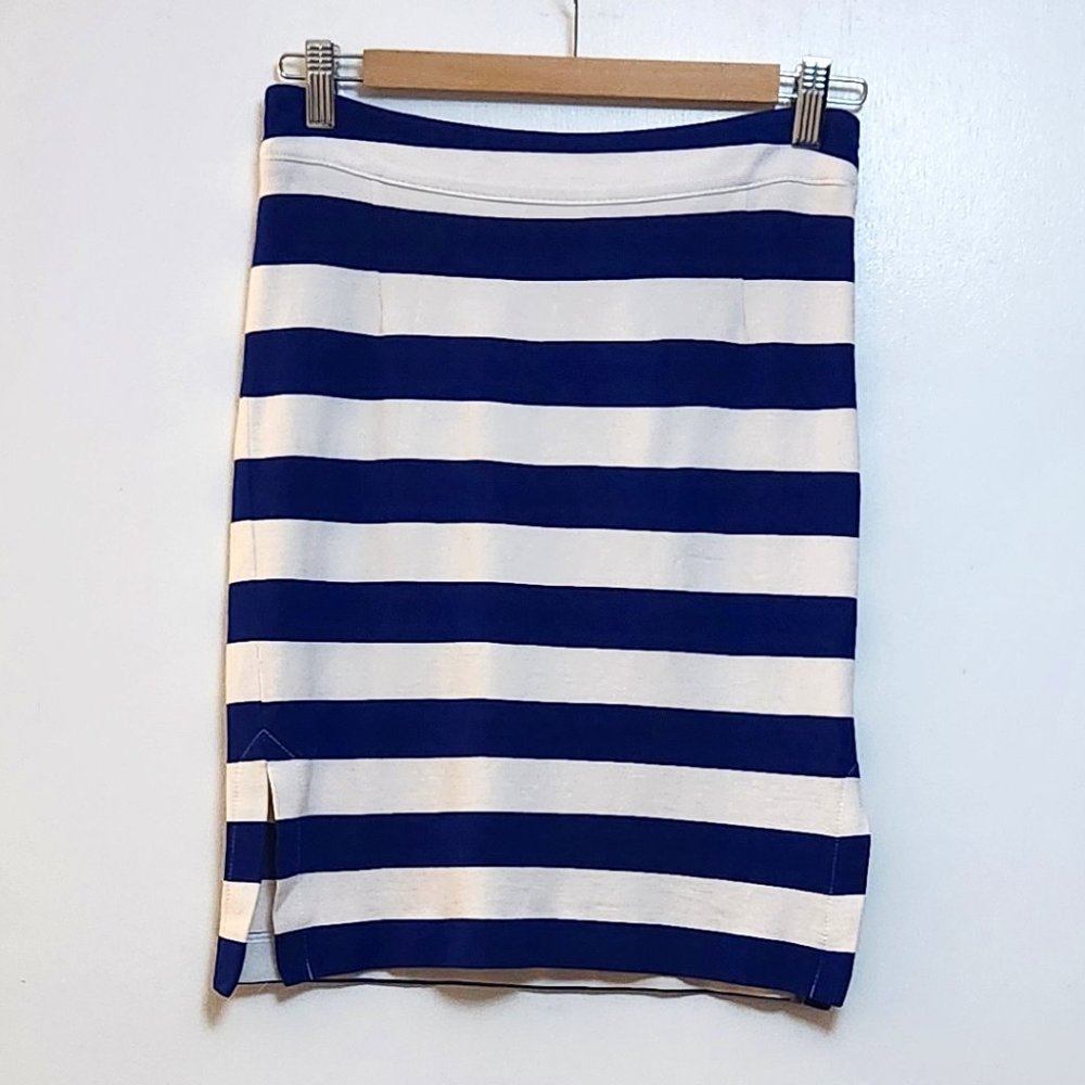 Banana Republic Royal Blue And White Striped Pencil Skirt - 2P